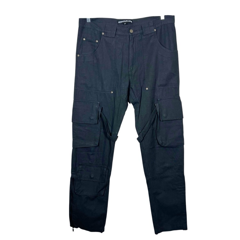 Kody Phillips Men’s Black Cargo Utility Mr Poopy Pants Size 34x32.5 Pockets